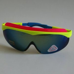 Vintage sports semi-rimless neon blade sunglasses